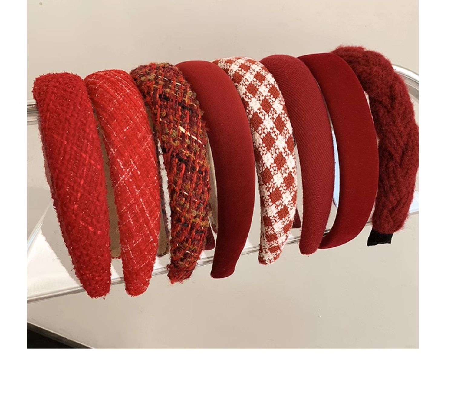 Fascia per capelli rossa di alta qualità Lillian Autunno Inverno 2023 per donna, nuova fascia per capelli vintage, accessorio per capelli natalizio_voghion.com