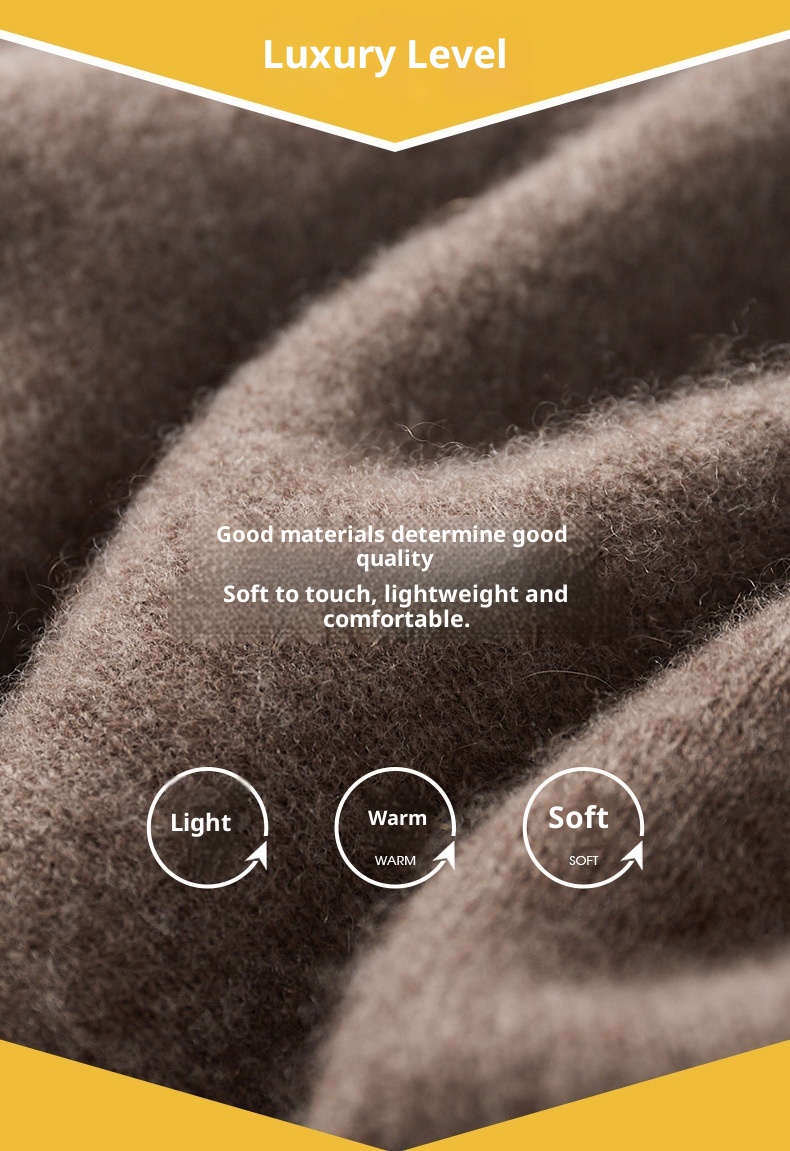 001 Neuer, dicker, lässiger Kaschmiranzug für Herren, bestehend aus einem Wollpullover mit halbem Rollkragen, einer Strickjacke mit Reißverschluss und einer locker sitzenden Hose._voghion.com