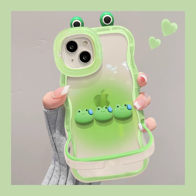 TechGlobe Kompatible Handyhülle 13 15 Plus Gradient Sweat Frog Plüsch 14 Pro Dual Stand 12 Niche Silikon X_voghion.com