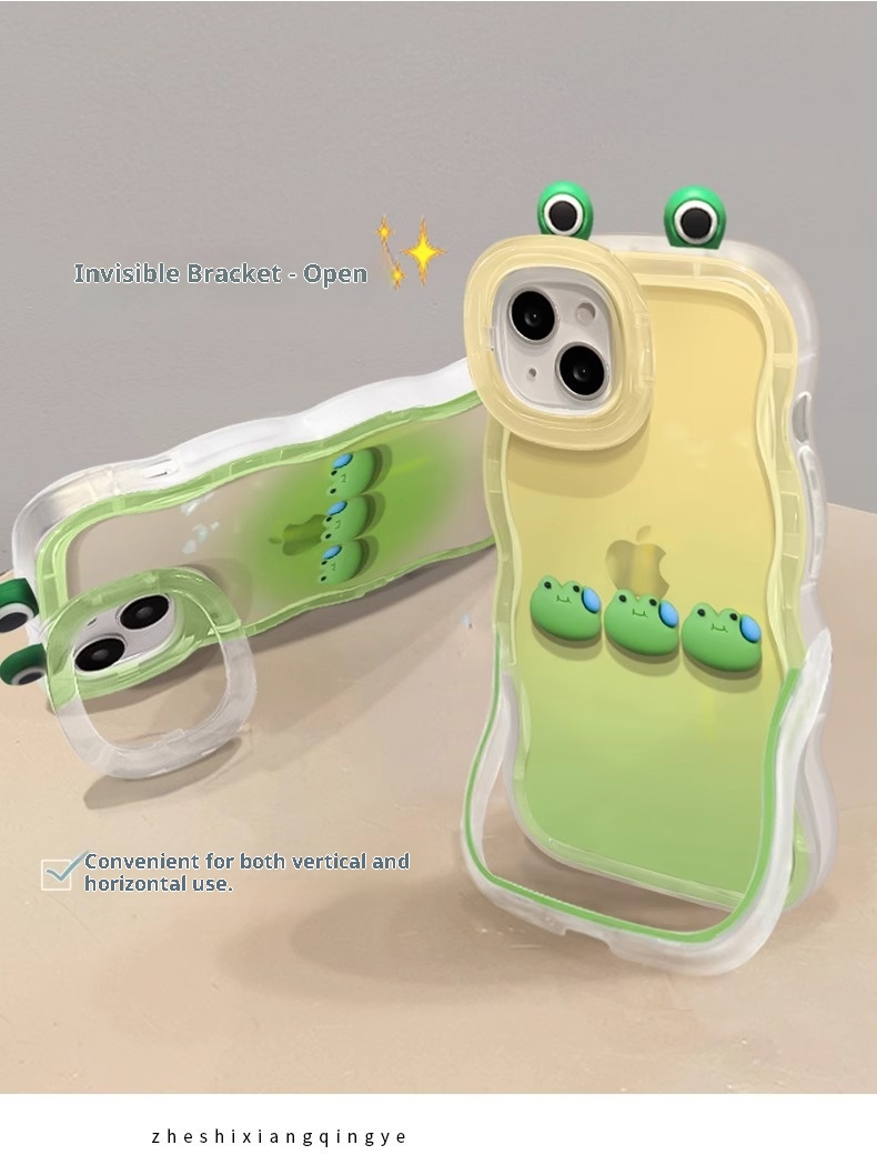 TechGlobe Kompatible Handyhülle 13 15 Plus Gradient Sweat Frog Plüsch 14 Pro Dual Stand 12 Niche Silikon X_voghion.com