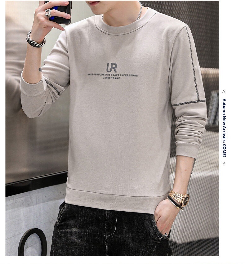 boy 2025 Crew Neck Stretch Warm Sweatshirt Youth Base Shirt Trendy Fleece Lined Thickened Long Sleeve T-Shirt Men's Top_voghion.com