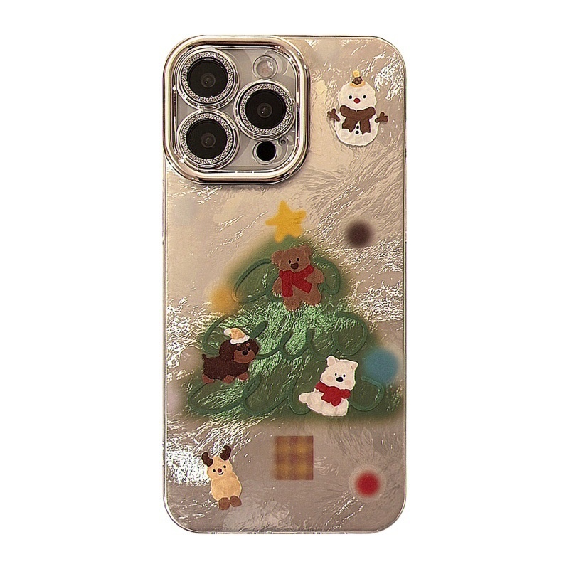 TechGlobe Schutzhülle für iPhone 16, iPhone 15 Pro Max, iPhone 14, iPhone 14 und iPhone 13 (passend für 16, 15 Pro Max und 14 Pro Max) mit Schneemann- und Weihnachtsbaummotiv sowie Herbst-/Wintermotiven._voghion.com