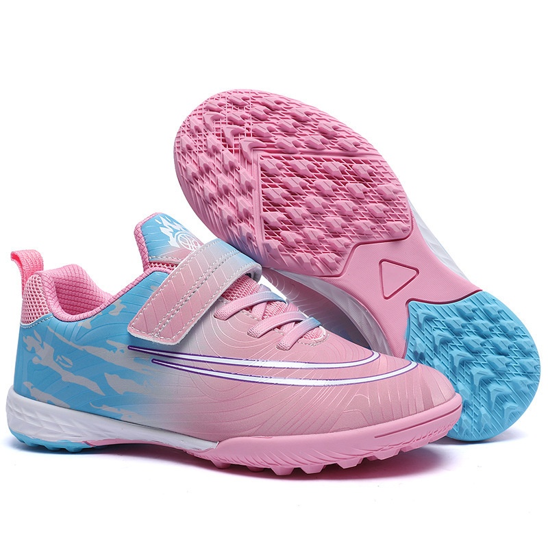 ShoeGlobe Dropshipping Children's Soccer No-Tie Velcro Cleats TF Elementary School Boys And Girls Artificial Grass Training Sports_voghion.com