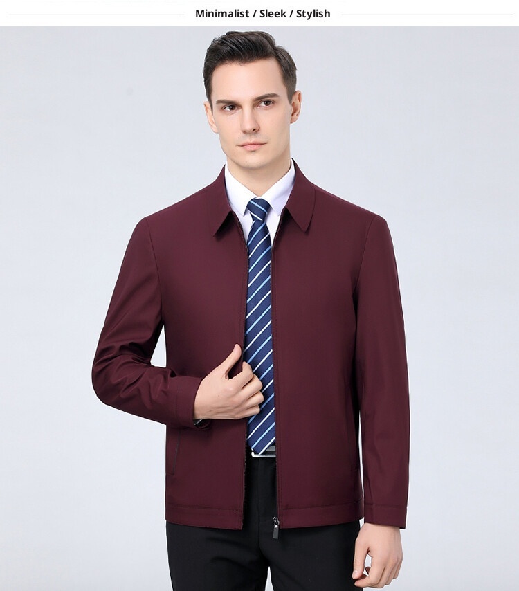 1 Giacca da uomo di mezza età di alta qualità, modello da papà, autunno 2025, nuova giacca casual da lavoro, tinta unita, con cerniera, da uomo_voghion.com