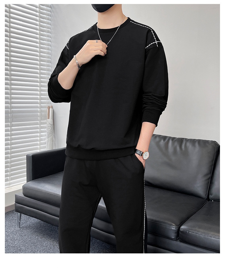 001 Diyu Shenlong Sweatshirt Casual For Men Spring And Autumn Long Pants Round Neck Pullover Tracksuit Two-Piece Set_voghion.com