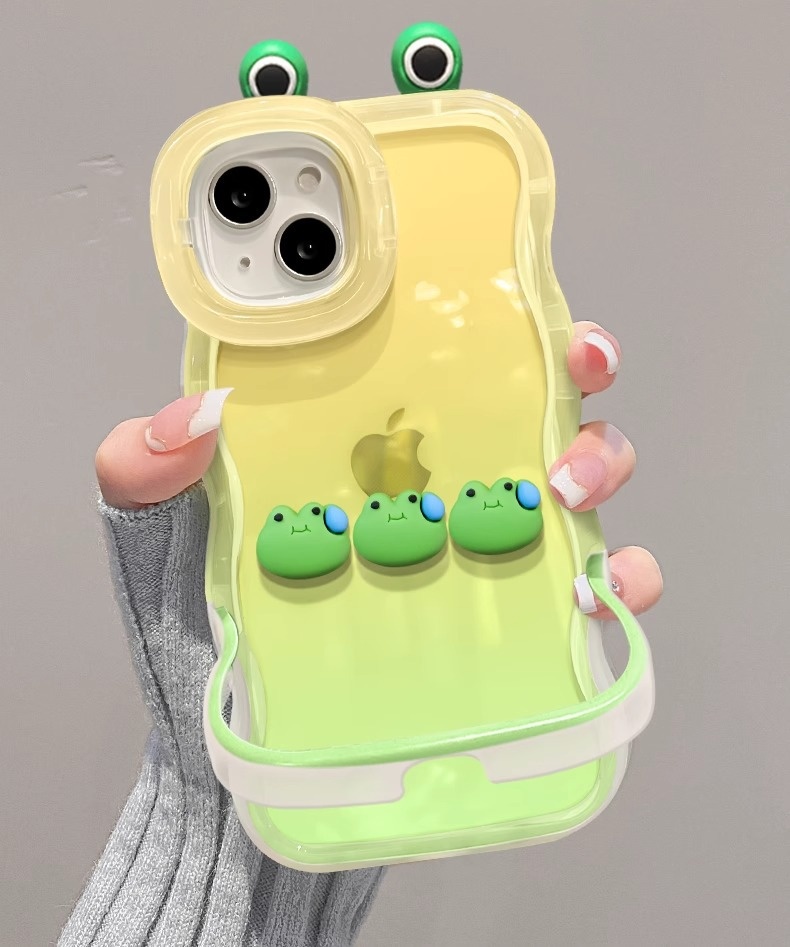 TechGlobe Kompatible Handyhülle 13 15 Plus Gradient Sweat Frog Plüsch 14 Pro Dual Stand 12 Niche Silikon X_voghion.com