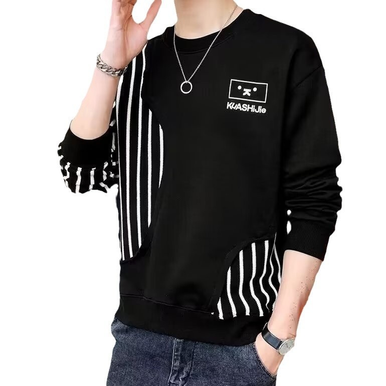 Jungen 2024 Neues Trend-Marken-Fleece-gefüttertes Baselayer-Top Frühling Herbst Langarm-T-Shirt Herren-Sweatshirt_voghion.com