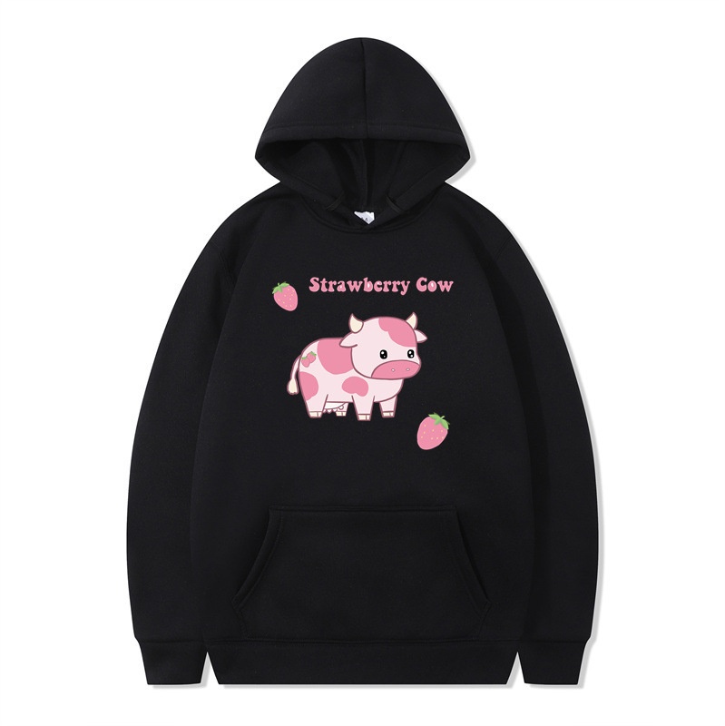 boy 2024 Cross-Border Foreign Trade Autumn Winter New Strawberry Milk Sweatshirt Long Sleeve Hoodie Harajuku Style Unisex_voghion.com