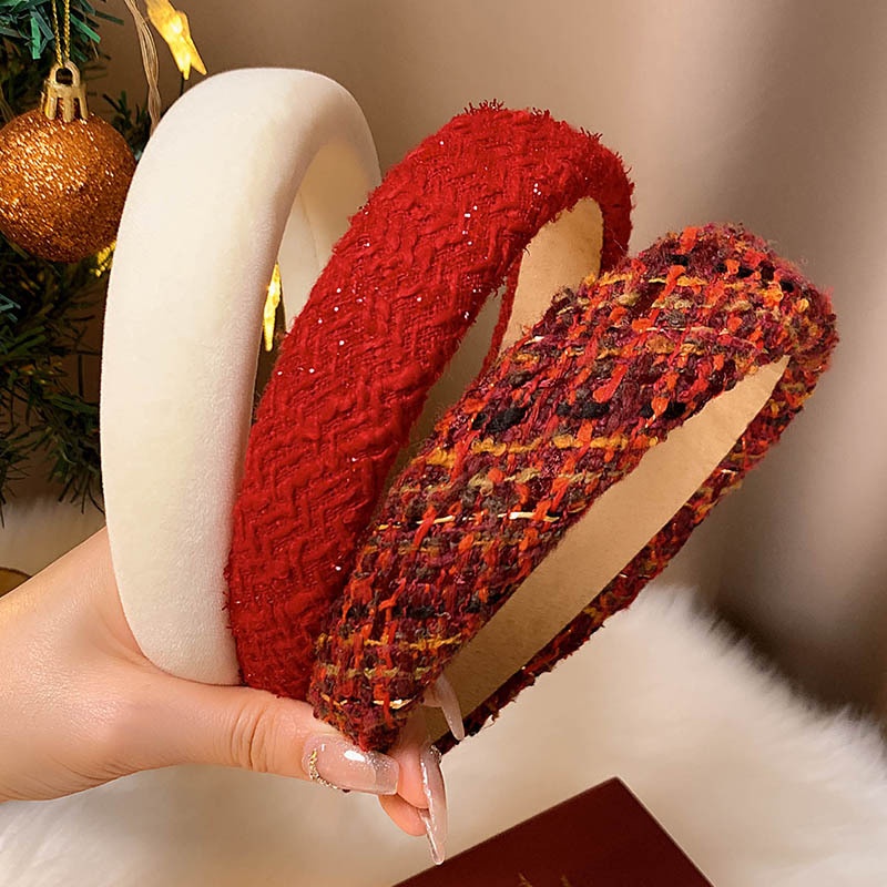 Fascia per capelli rossa di alta qualità Lillian Autunno Inverno 2023 per donna, nuova fascia per capelli vintage, accessorio per capelli natalizio_voghion.com