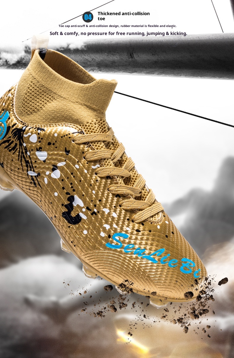 Chaussures de football montantes ShoeGlobe Wow personnalisées, style transfrontalier, en gros, à pointes longues Broken AG pour adultes, enfants et étudiants, style professionnel_voghion.com