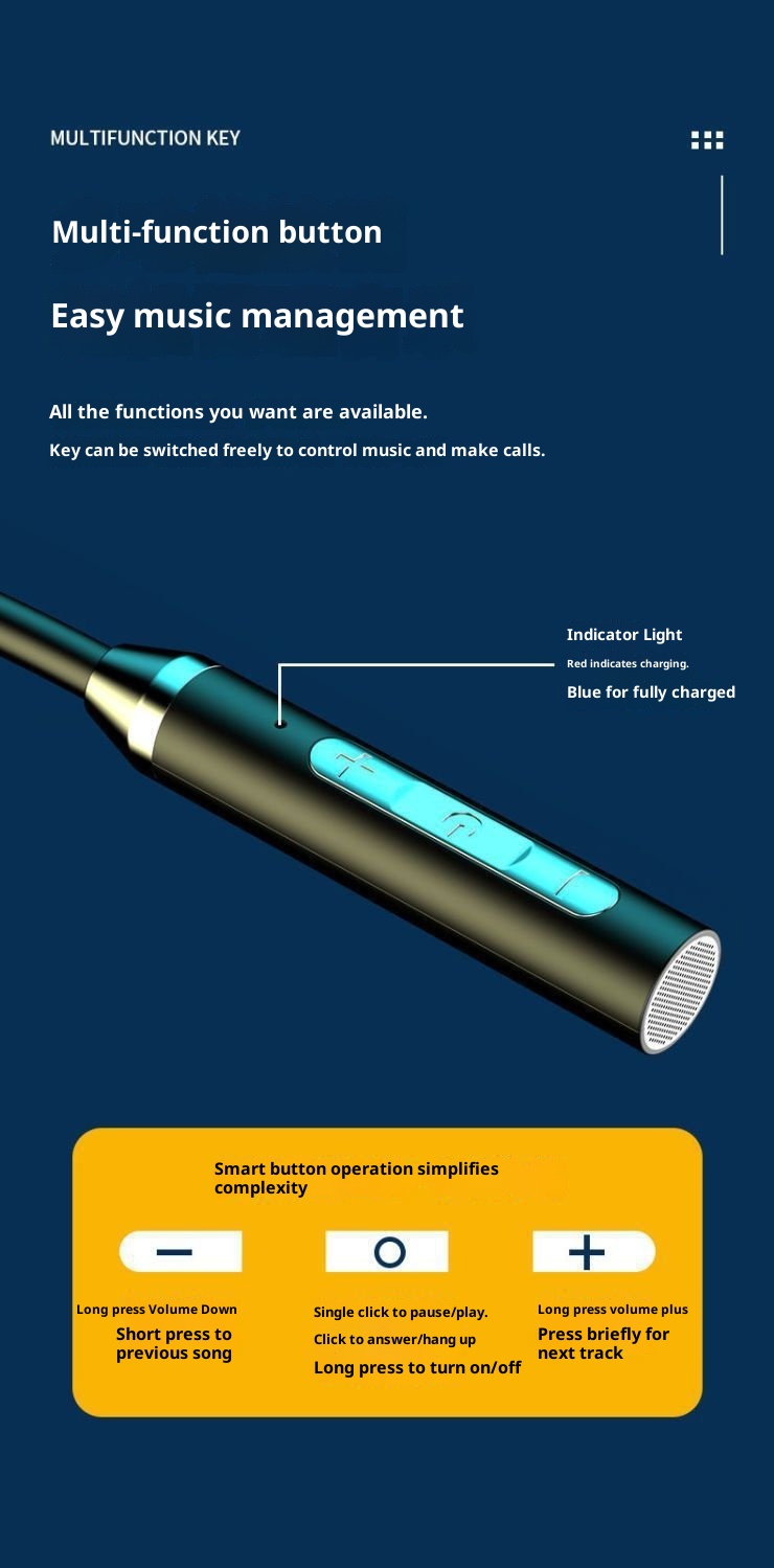 3c all'ingrosso Bluetooth Wireless Sport Neckband Doppio Orecchio In-Ear Collo Appeso Batteria a Lunga Durata Computer Rumore Cancellazione_voghion.com