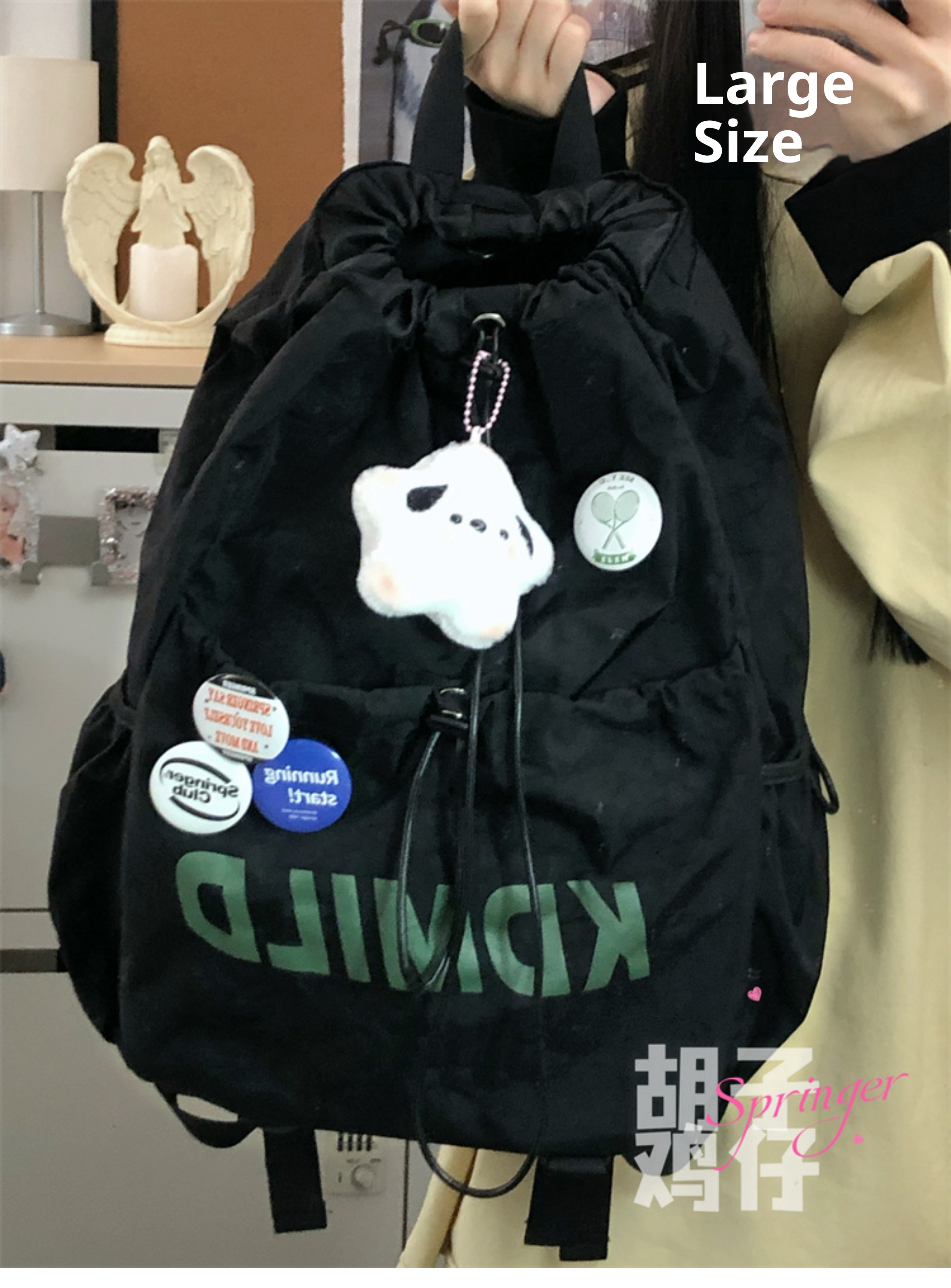 ActiveGo Retro Sports Style Drawstring Men, Lightweight Outdoor Hiking Student School Bag, Large Capacity Backpack For Women_voghion.com