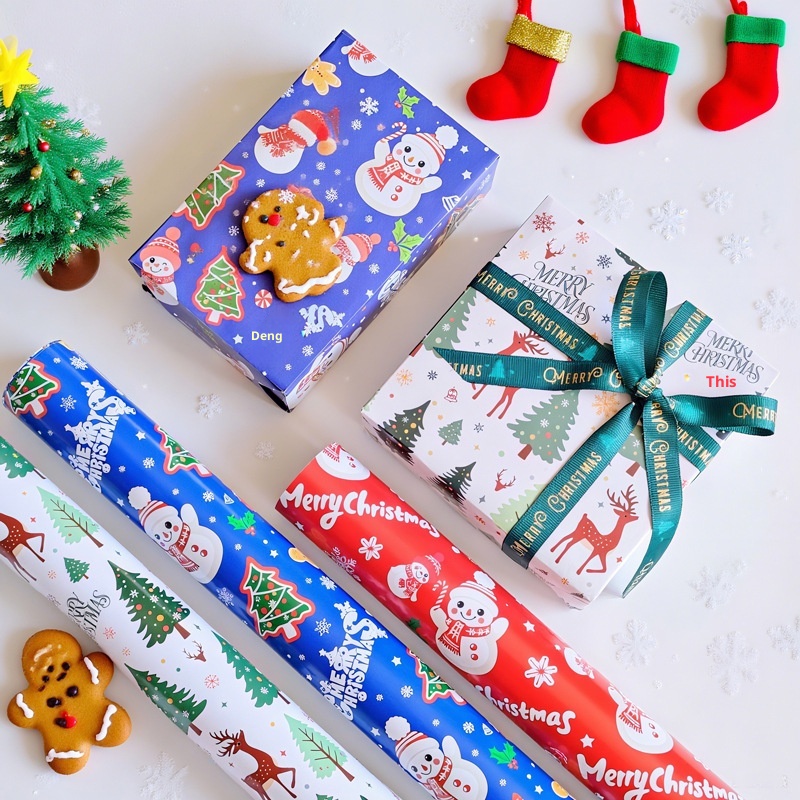 Lillian 80g Carta da regalo stampata natalizia patinata, produttore all'ingrosso, set di vendita calda transfrontaliera_voghion.com