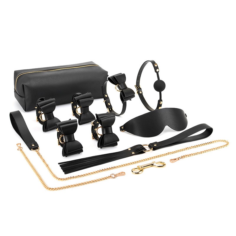LuvBox SM Toys Set Kombinationsgeschenkset mit Handschellen, Halsband, Augenbinde und Aufbewahrungstasche für Erwachsene und Paare. Verfügbar für Dropshipping._voghion.com