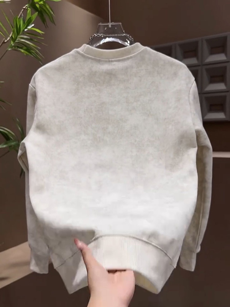 Erkek Sonbahar Kış Yeni Çok Yönlü Trend Kazak Çelik Baskılı Harfli Gradyan Üst Erkek Uzun Kollu Günlük Moda Sweatshirt_voghion.com