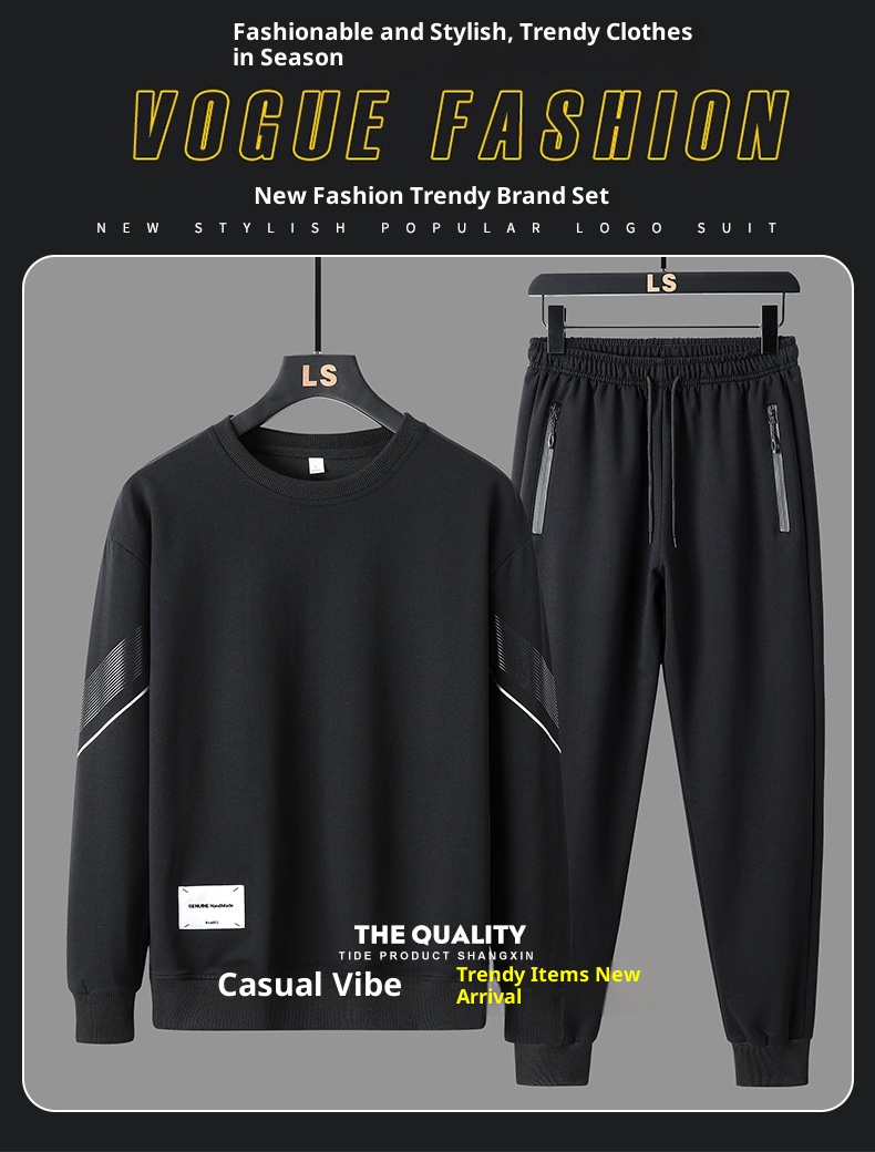 001 Trendiges Winter-Zweiteiler-Set, lässiger Sportanzug für Frühling und Herbst, Herren-Sweatshirt mit Rundhalsausschnitt_voghion.com