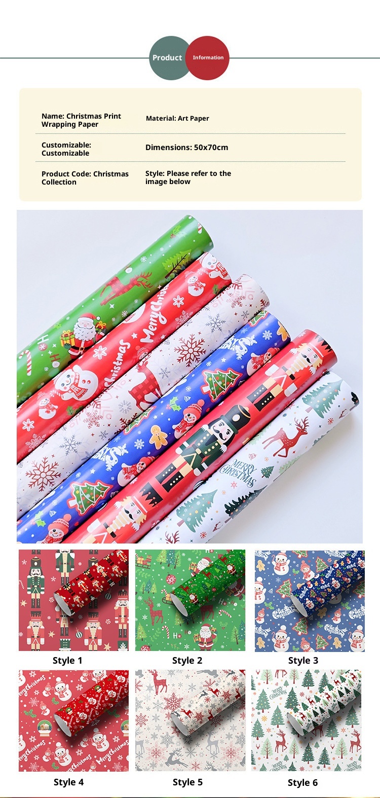 Lillian 80g Carta da regalo stampata natalizia patinata, produttore all'ingrosso, set di vendita calda transfrontaliera_voghion.com