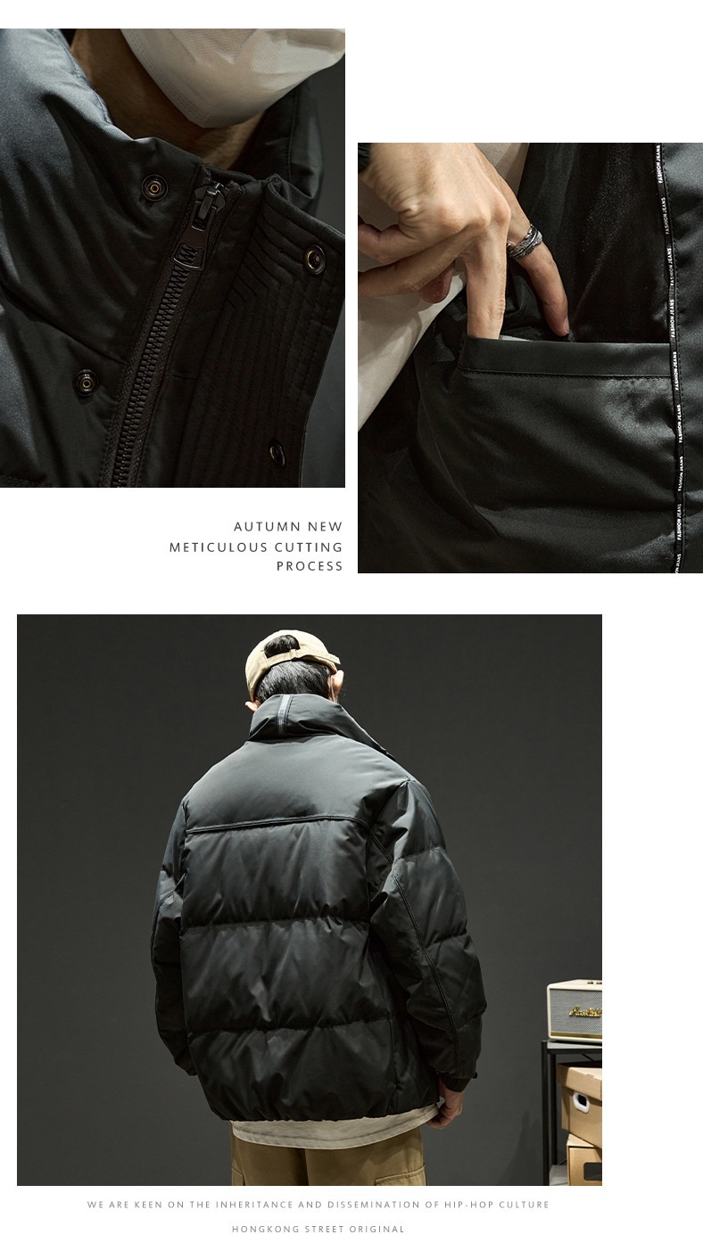 Jungen 2024 Neuer Stehkragen Warmer Dicker Mantel Winter Daunenjacke Herrenmode_voghion.com