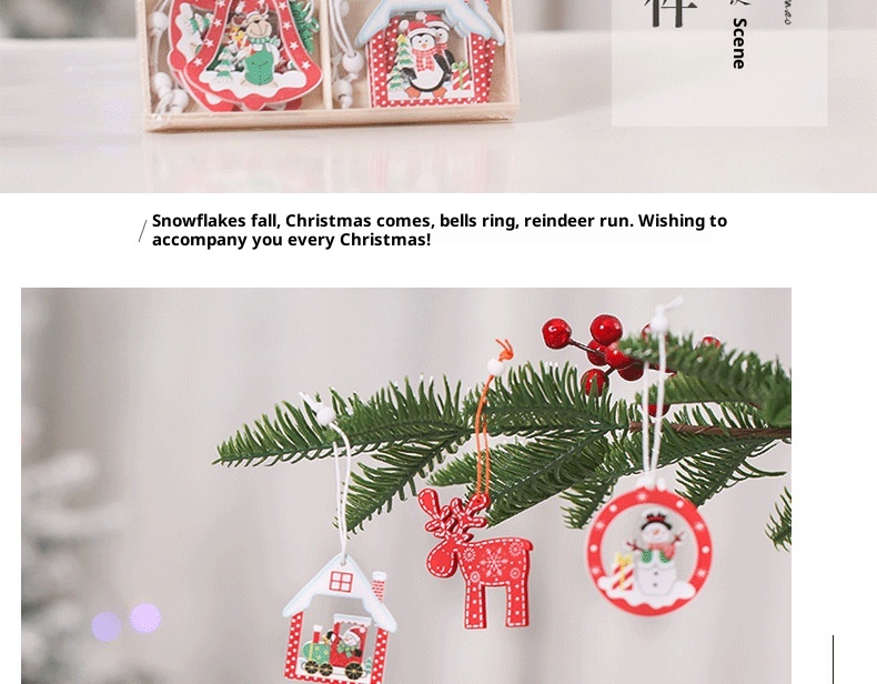 Lillian Decorations Kreativer Weihnachtsbaum Rentier Kleines Geschenk Exquisite Holzbox Bemalte Hängeornamente_voghion.com