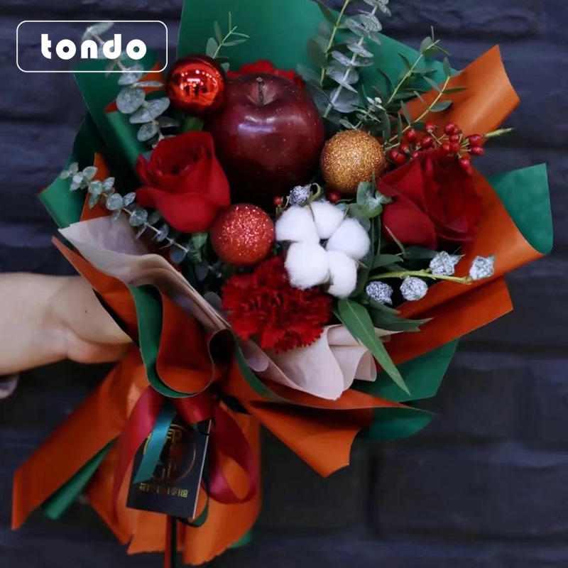 Lillian Tangde Decoration Gift Snowflake Glass Christmas Eve Peace Fruit Bouquet Wrapping Paper_voghion.com