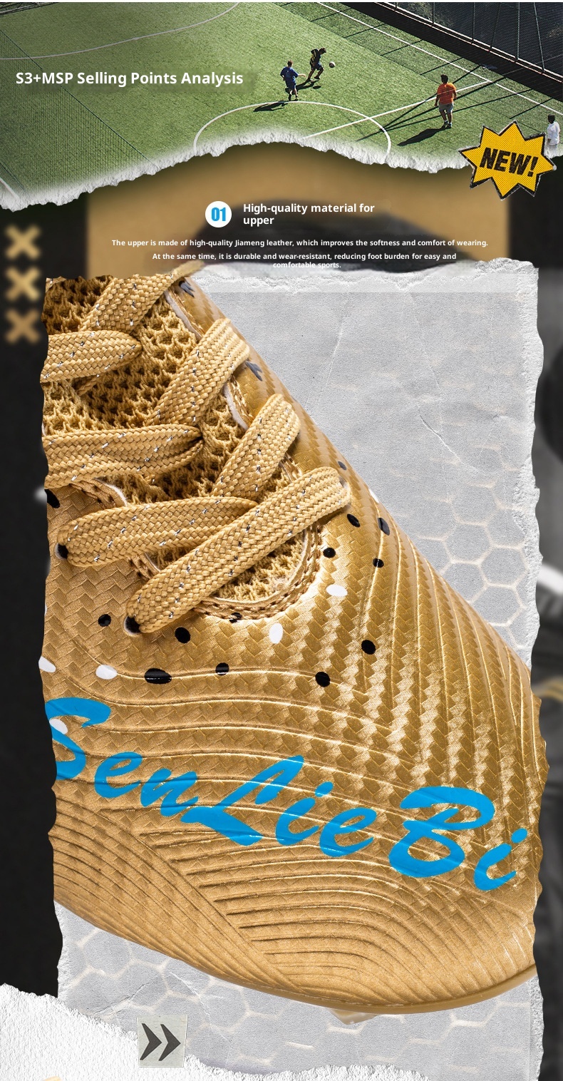 Chaussures de football montantes ShoeGlobe Wow personnalisées, style transfrontalier, en gros, à pointes longues Broken AG pour adultes, enfants et étudiants, style professionnel_voghion.com