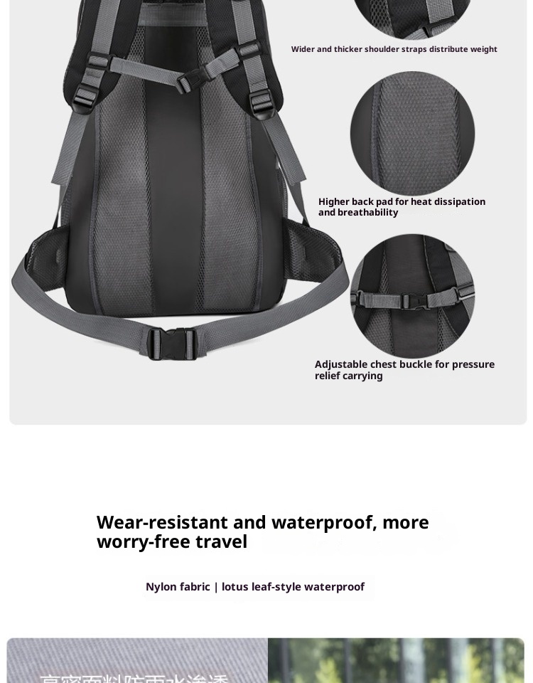 ActiveGo 30L Hiking Men's Double Shoulder Bag Women's Lightweight Outdoor Professional Waterproof 2025 New Large Capacity Travel_voghion.com