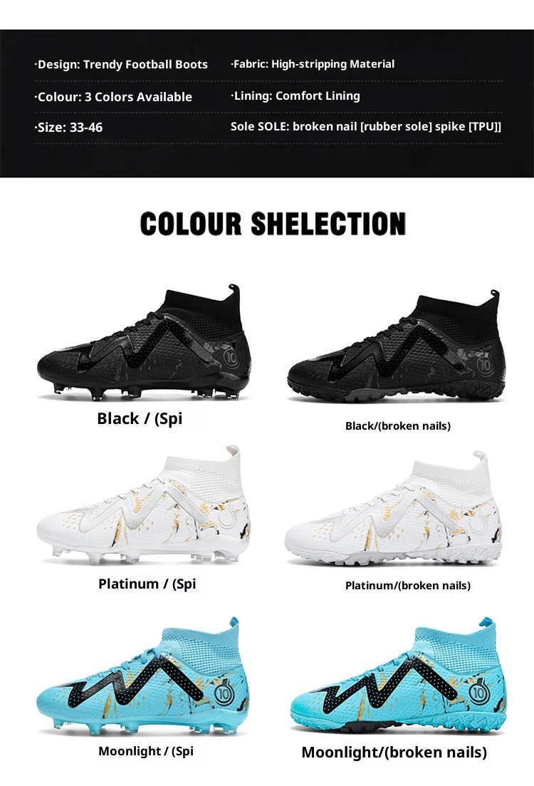 ShoeGlobe Cross-Border Xiyin Soccer Men And Women High-Top Competition Sports Spike Student Turf Green Training Shoes_voghion.com