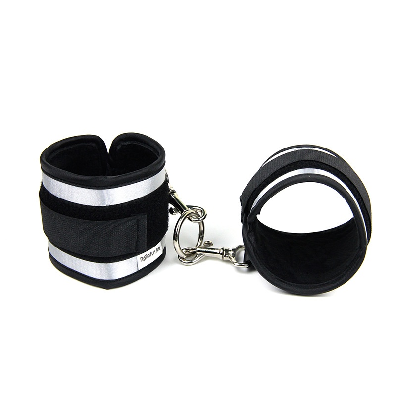 LuvBox Sexy SM One-Word Bed Binding Set Hand And Foot Cuffs Mouth Gag Ball Whip Eye Mask Adult Props_voghion.com