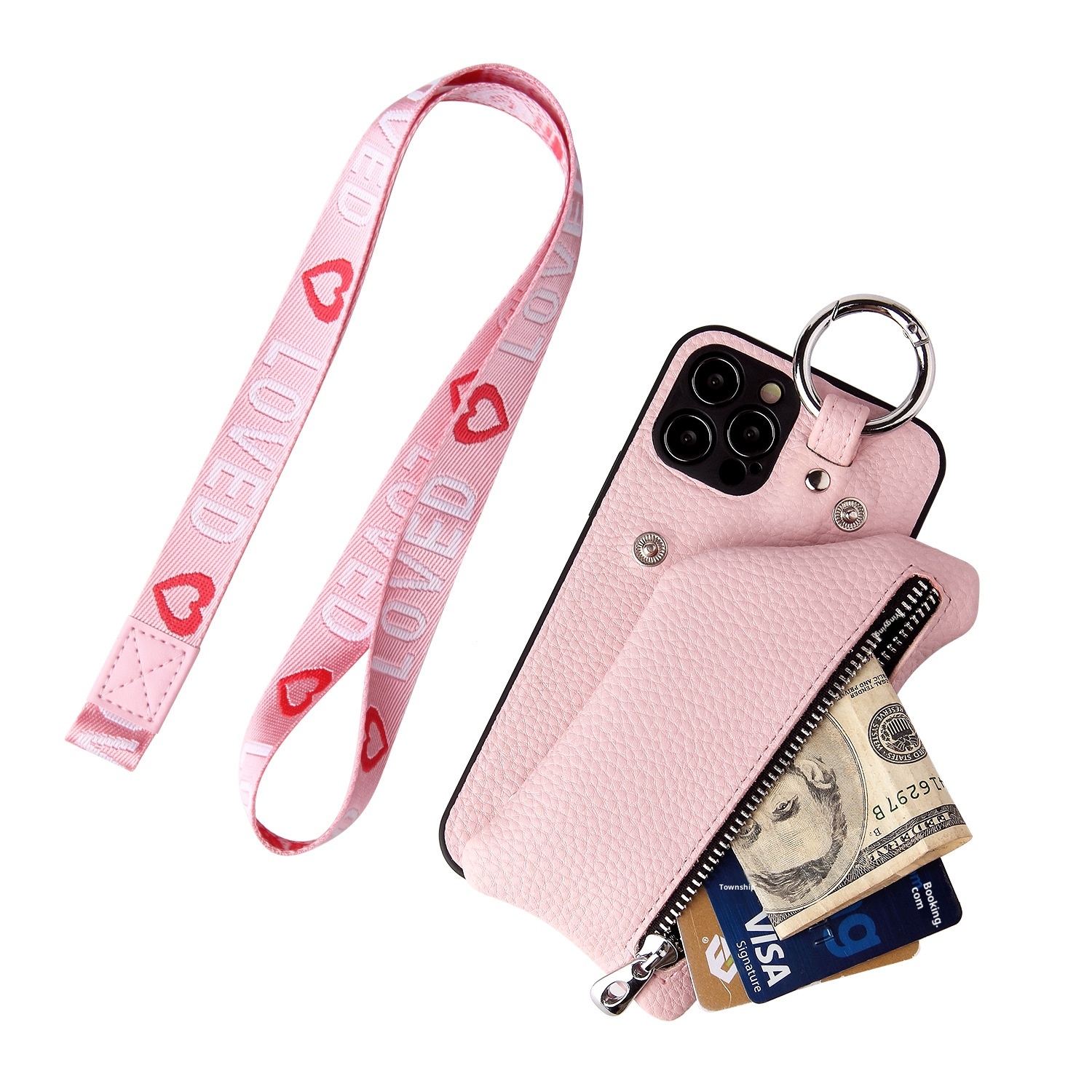 TechGlobe Suitable For IPhone 11 12 Pro Max Coin Purse Mini Phone Leather XS Protective Case With Lanyard_voghion.com