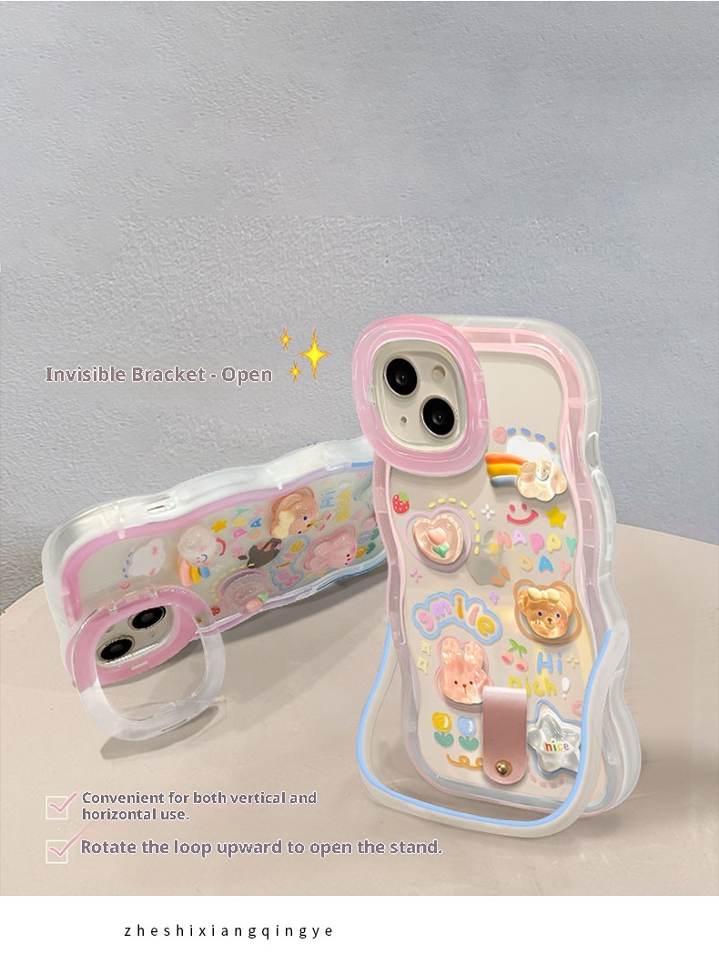 TechGlobe-kompatible Handyhülle für iPhone 15 Pro Max, iPhone 14 Cloud Doll Lanyard, iPhone 16 Unsichtbarer Doppelständer, iPhone 17 Silikon_voghion.com