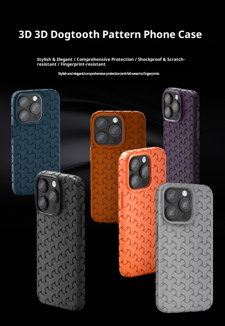 TechGlobe Nuovo stile adatto per iPhone 16 Pro Max Custodia per telefono in pelle alla moda, antiurto e resistente all'usura, motivo dente di cane_voghion.com