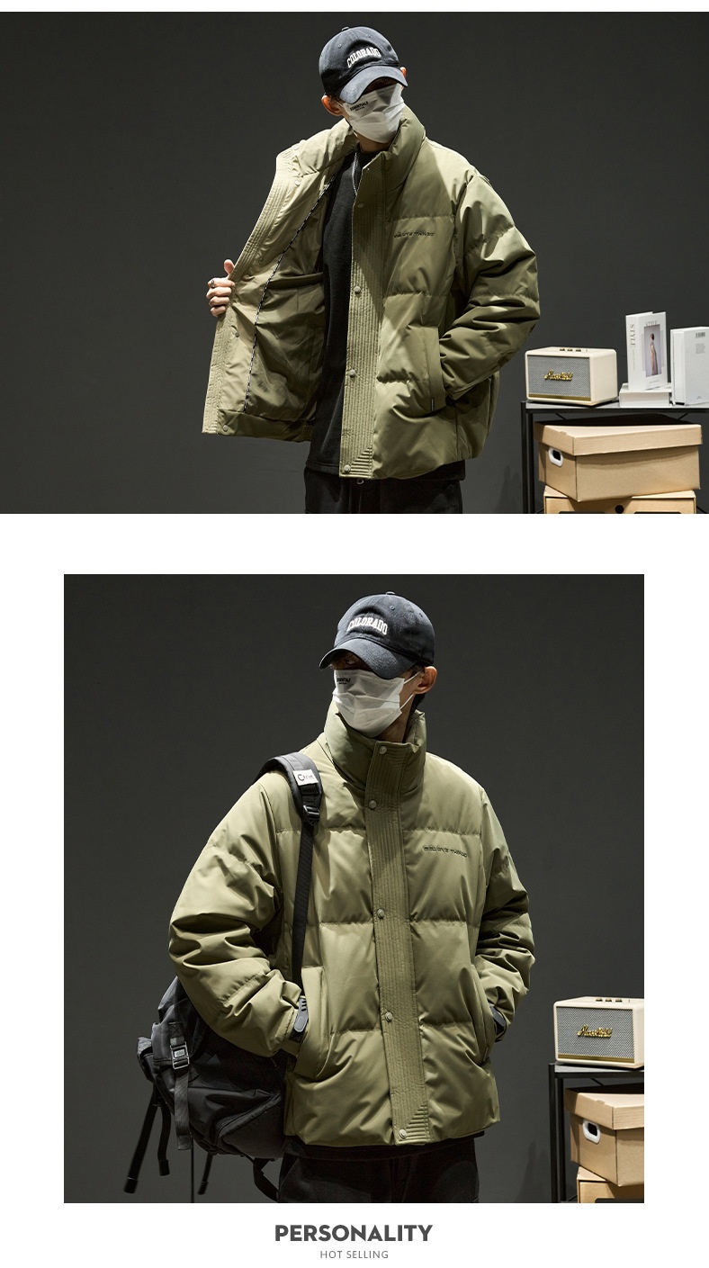 Jungen 2024 Neuer Stehkragen Warmer Dicker Mantel Winter Daunenjacke Herrenmode_voghion.com