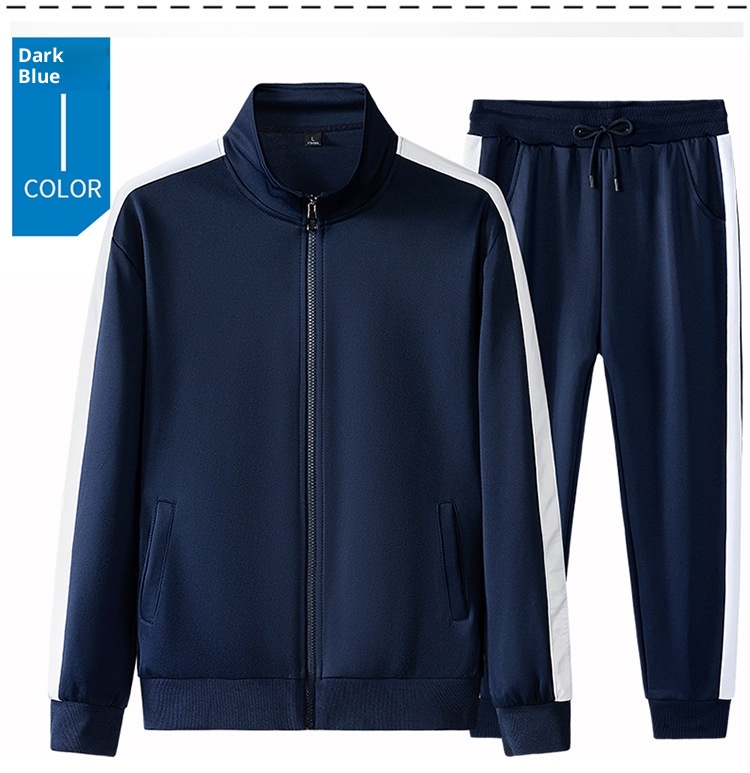 001 2024 Felpa cardigan casual primavera e autunno, due pezzi, set sportivo da uomo in stile coreano, collo alto, top largo_voghion.com