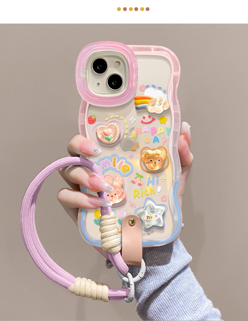 TechGlobe-kompatible Handyhülle für iPhone 15 Pro Max, iPhone 14 Cloud Doll Lanyard, iPhone 16 Unsichtbarer Doppelständer, iPhone 17 Silikon_voghion.com