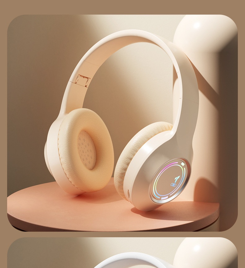 Cuffie Bluetooth wireless cablate 3c, nuovissime e rivisitate, con cuscinetti auricolari a copertura totale, illuminazione colorata RGB, slot per schede di memoria_voghion.com