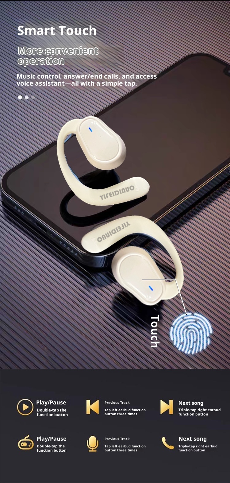 3c Ows Bluetooth Earphones Digital Display Bone Conduction Wireless Open Ear Clip-on Large Sports Running Long Battery Life_voghion.com