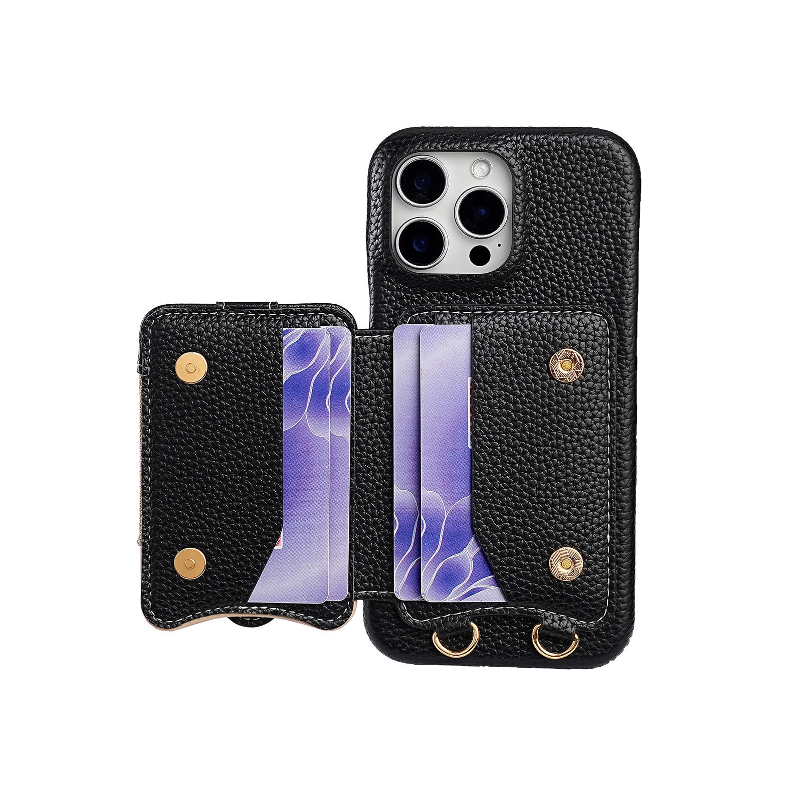 Custodia a tracolla in pelle creativa TechGlobe adatta per iPhone 17 Pro Max con porta carte a coda di pesce_voghion.com