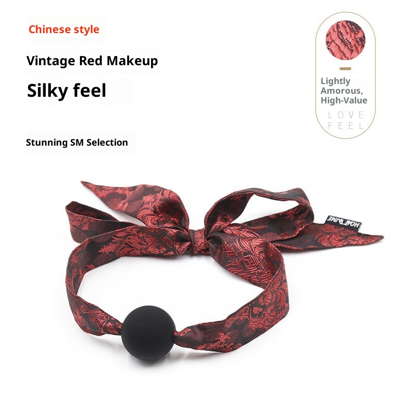 LuvBox Manette Sexy Retro Palace Tessuto Stile Cinese Manette per Piedi Bocca Gag Ball SM Benda Guinzaglio Collare Set_voghion.com