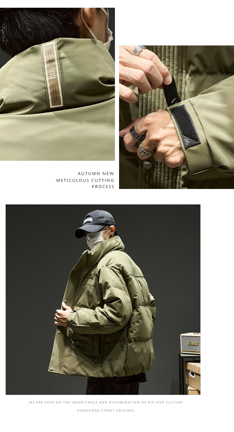 Jungen 2024 Neuer Stehkragen Warmer Dicker Mantel Winter Daunenjacke Herrenmode_voghion.com