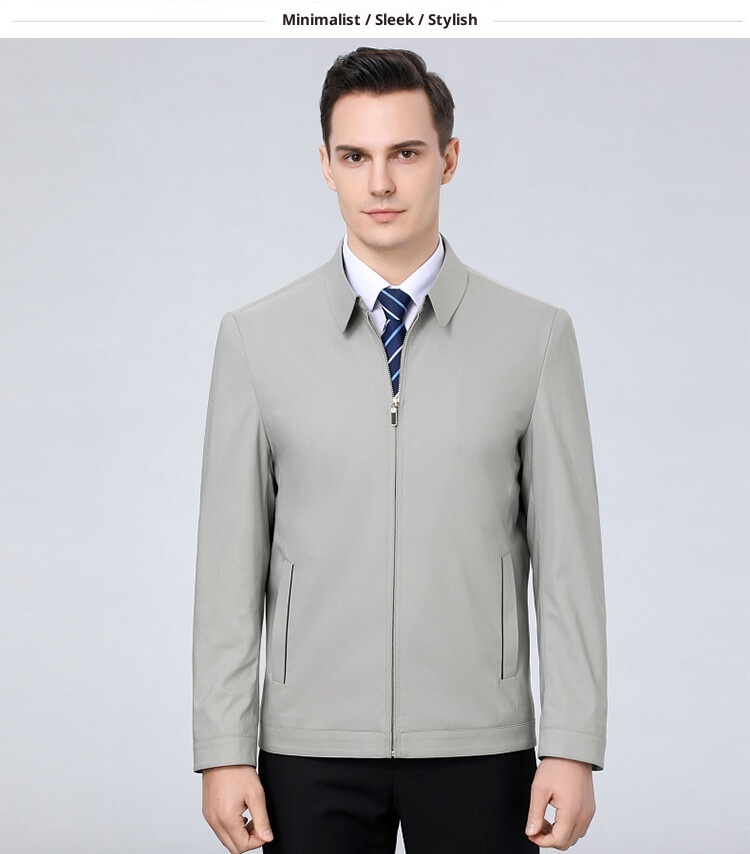 1 Giacca da uomo di mezza età di alta qualità, modello da papà, autunno 2025, nuova giacca casual da lavoro, tinta unita, con cerniera, da uomo_voghion.com