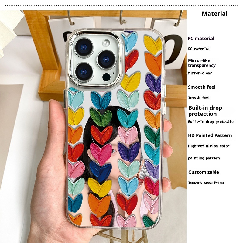 Custodia per telefono compatibile con TechGlobe Ins Heart 15 Mirror Surface 11 14 Pro Makeup 13_voghion.com