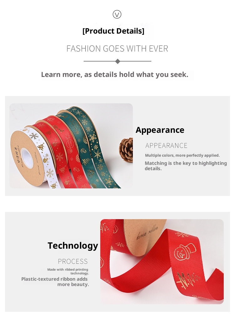 Lillian In Stock Confezione regalo all'ingrosso fai da te con stampa in oro Nastro natalizio Cravatta_voghion.com