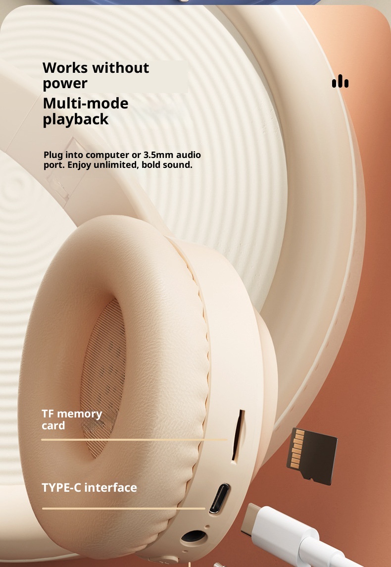 Cuffie Bluetooth wireless cablate 3c, nuovissime e rivisitate, con cuscinetti auricolari a copertura totale, illuminazione colorata RGB, slot per schede di memoria_voghion.com