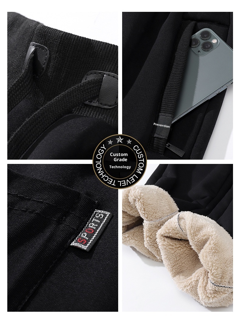 001 Cotton Winter Middle-aged Casual Suit Lamb Wool Warm Jacket Sports Two-piece Set Thickened Plus Size Men's Clothing_voghion.com