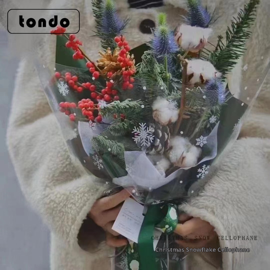 Lillian Tangde Decoration Gift Snowflake Glass Christmas Eve Peace Fruit Bouquet Wrapping Paper_voghion.com