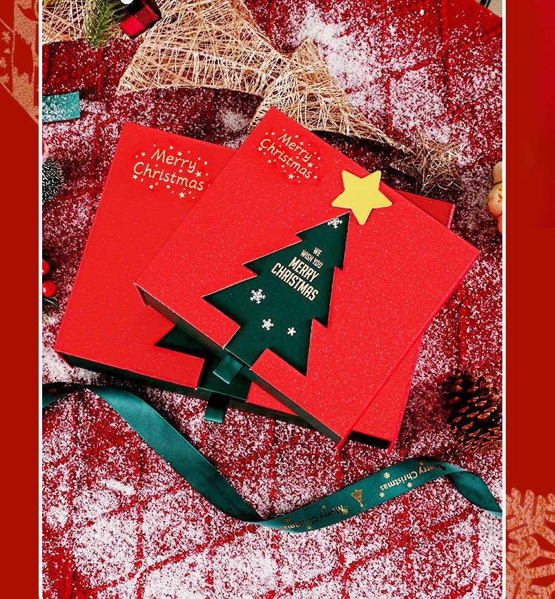 Confezione regalo vuota bifacciale per sciarpa Ping An Guo della vigilia di Natale di Lillian New Red Large Size_voghion.com