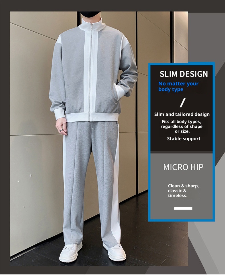 001 Lässiger Sportanzug für Herren, Stehkragenjacke für Frühling und Herbst, modisches Patchwork-Sweatshirt, Sportbekleidung für Jugendliche, Live_voghion.com