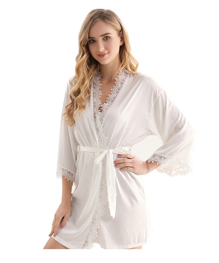 GraceChic GraceChic New European And American Style Ice Silk Women's Loungewear Fashionable Comfortable Loose Plus Size Lace Trim Pajamas_voghion.com