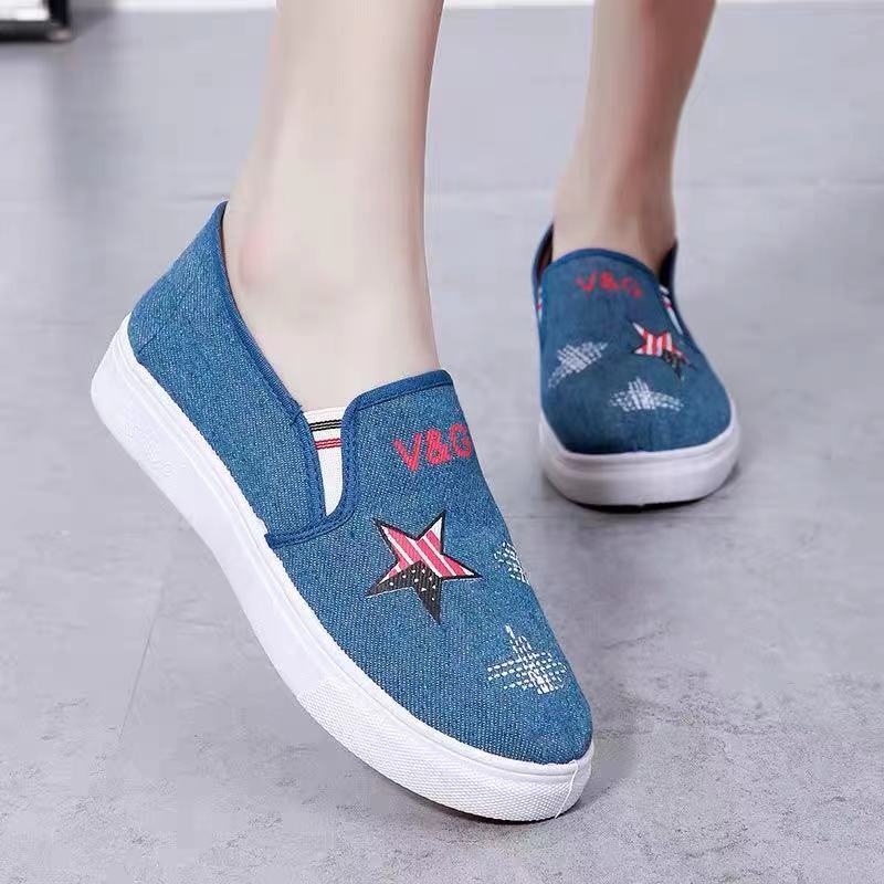 Old Beijing Damen-Sneaker, lässige Slip-On-Sneaker für Studentinnen (Größe S), dicke, weiche Sohle aus Denim, modisch, atmungsaktiv und bequem_voghion.com