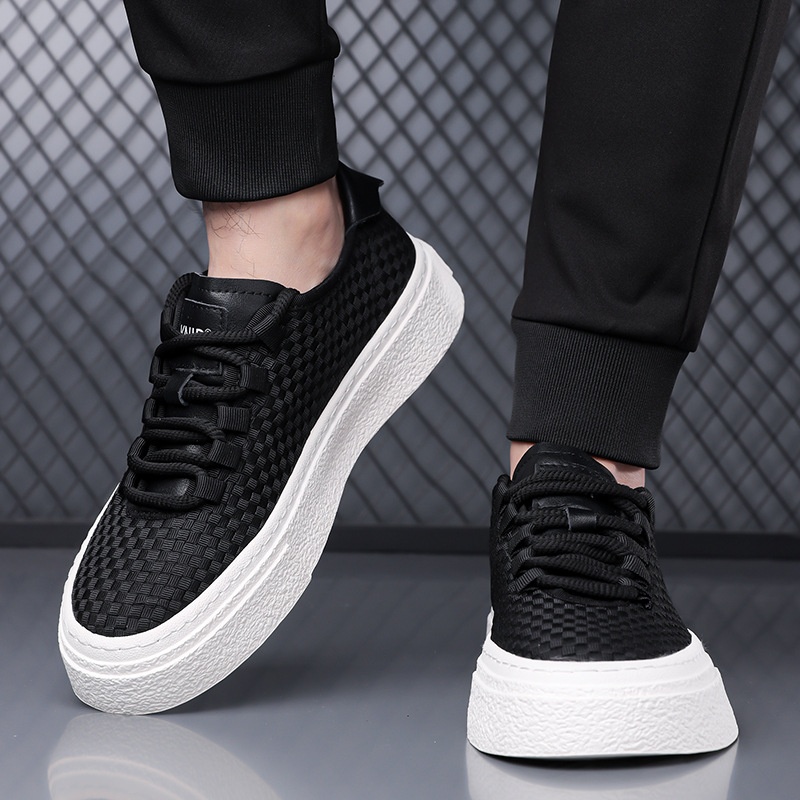 Zees Zees Ou Ruofeng New Breathable Woven Sneakers Versatile Casual Canvas Fashion Mesh Trendy Thick Sole Height Increasing Men's_voghion.com